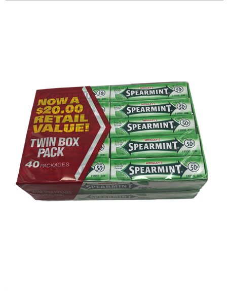 27420 - Wrigley's Spearmint Gum 50cents - 40 Pack - Box:  - Loc: N3