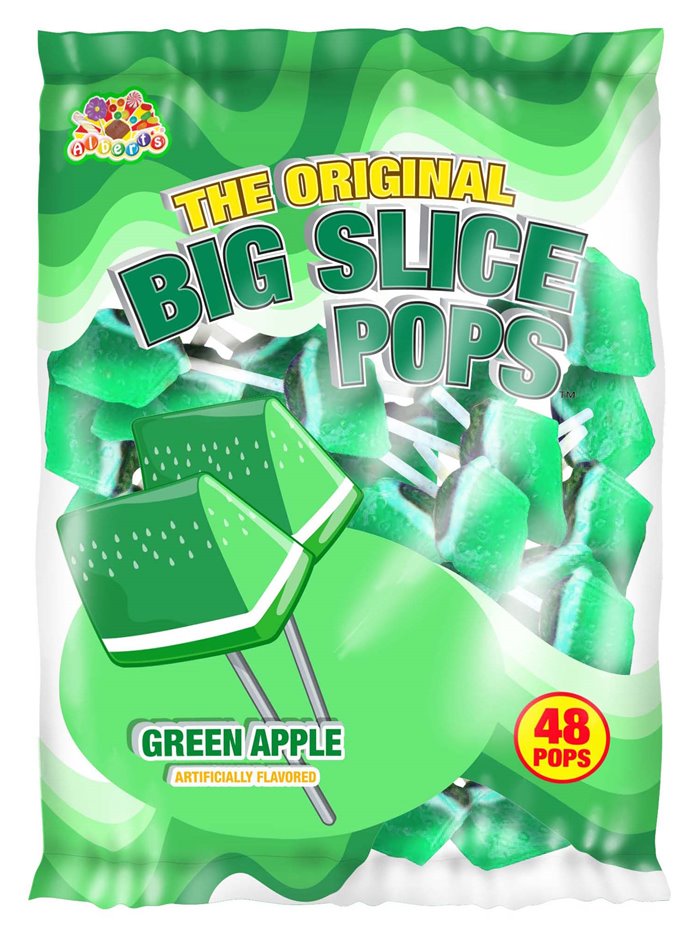 596 - Big Slice Pops Green Apple - 48ct - Box:  - Loc: M7