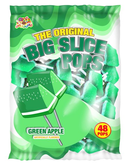 596 - Big Slice Pops Green Apple - 48ct - Box:  - Loc: M7