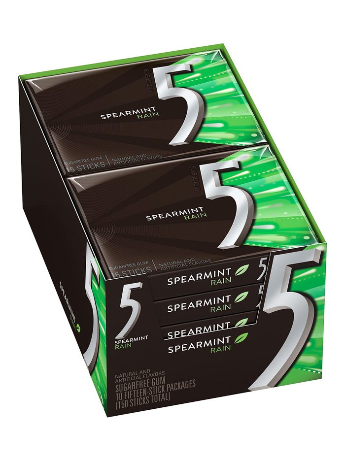 1332 - 5 Gum Spearmint Rain - 10/15 Sticks - Box:  - Loc: N2