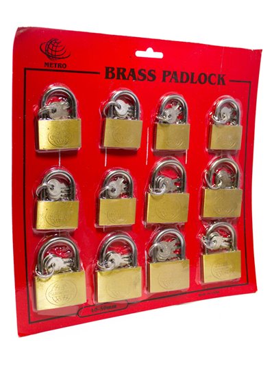 3000 - Brass Padlock Assorted 40/50mm - 12ct - Box:  - Loc: I4