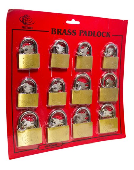 3000 - Brass Padlock Assorted 40/50mm - 12ct - Box:  - Loc: I4