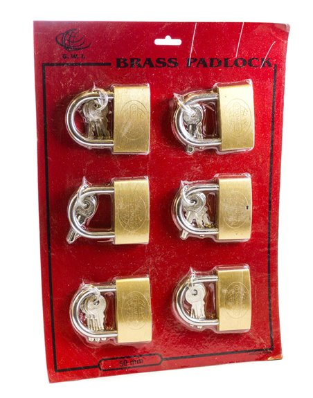 3017 - Brass Padlock 50mm - 6ct - Box:  - Loc: J1