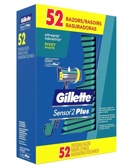 3866 - Gillette Sensor2 Plus (Pivot) - 52 Razors - Box:  - Loc: K13