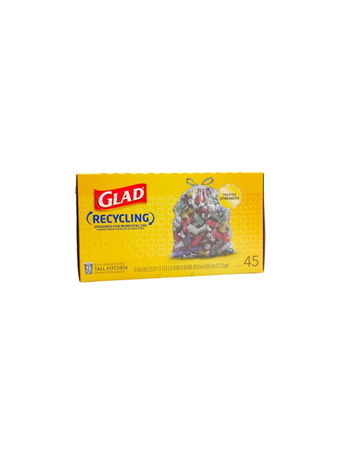27834 - Glad Recycling Tall Kitchen  ( Clear ), 13 Gal - 45 Bags (Case of 6) - Box:  - Loc: A4