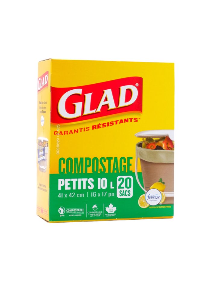 28323 - Glad Kitchen Compost Bags, Febreze Fresh Lemon - 2.6 Gallon, 20ct (Case of 15) - Box:  - Loc: A4