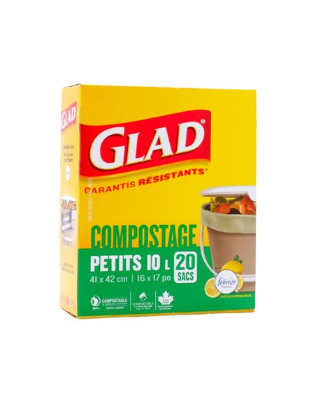 28323 - Glad Kitchen Compost Bags, Febreze Fresh Lemon - 2.6 Gallon, 20ct (Case of 15) - Box:  - Loc: A4