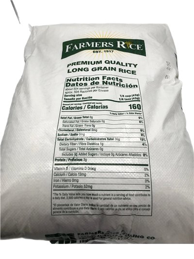 28336 - Farmers Rice ELG 4% - 50 Lb. - Box:  - Loc: S3