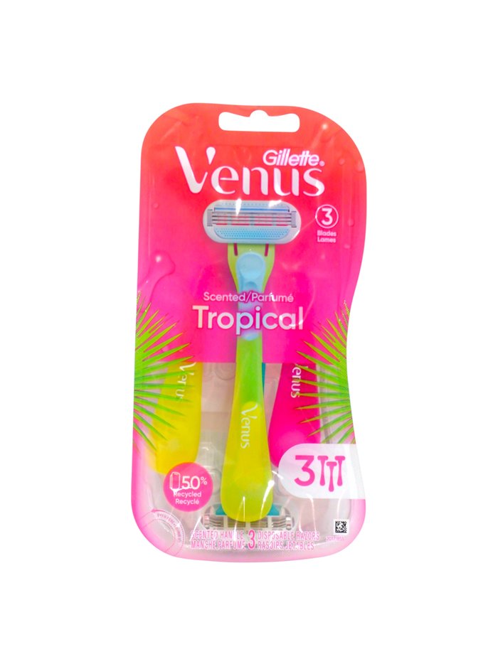 34062 - Gillette Venus ( 3 Blade ) Tropical Disposable Razors - (Case of 4 ) - Box:  - Loc: L0
