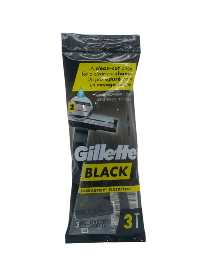 34133 - Gillette Black Razor. 3ct - Box:  - Loc: L0