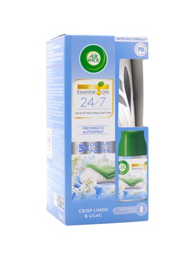 31954 - Air Wick Freshmatic Autospray Kit, Crisp Linen & Lilac - 250ml. (Case of 4) - BOX: 4 Units